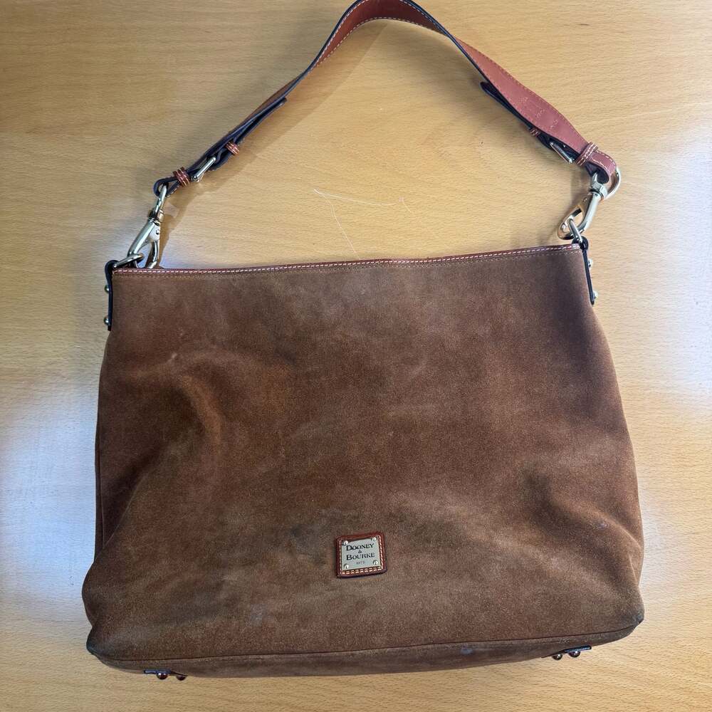Dooney & Bourke Brown Suede Hobo Shoulder Bag
